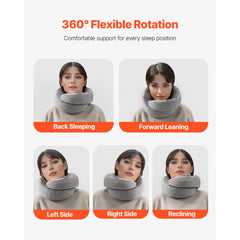 VEVOR Travel Pillow, Double-Layered 3D Support Neck Pillow for Traveling, 360° Flexible Rotation Upgraded Memory Foam