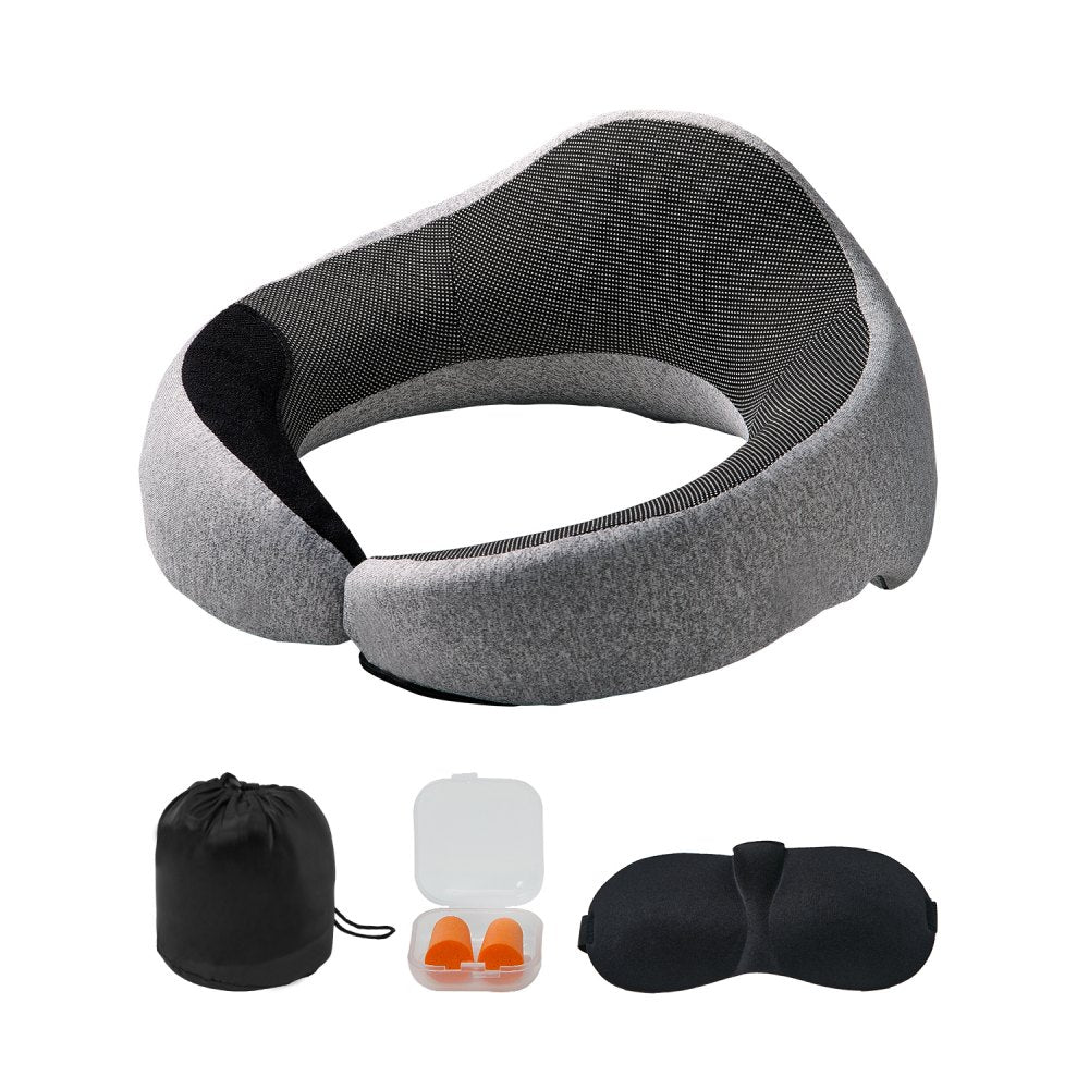 VEVOR Travel Pillow, Double-Layered 3D Support Neck Pillow for Traveling, 360° Flexible Rotation Upgraded Memory Foam