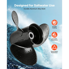 VEVOR Outboard Propeller, Upgrade OEM 15 Spline Tooth Aluminum Outboard Boat Propeller Fit Mercury/Mariner Engines