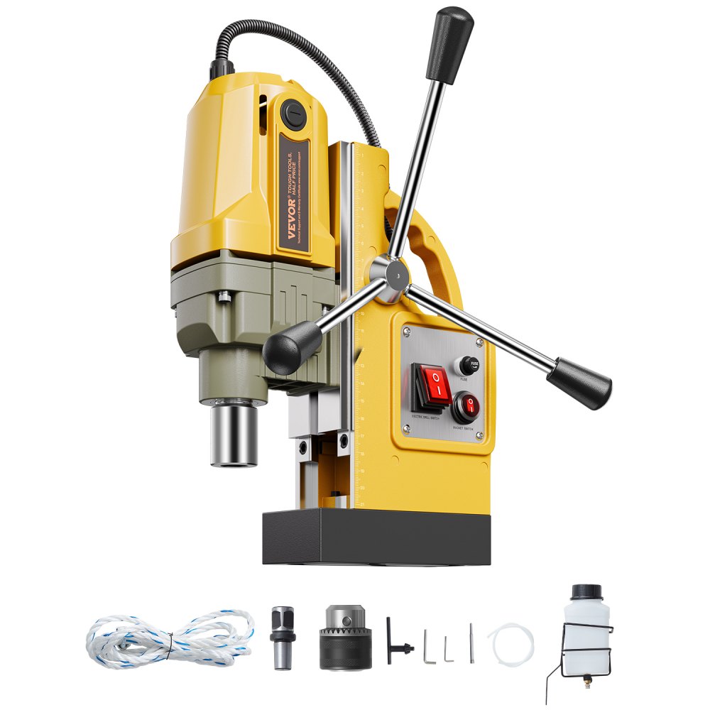 VEVOR Magnetic Drill, 1400W Motor 1.6 in Boring Diameter, 2810 lbf Portable Electric Mag Drill Press, 800 RPM No-Load