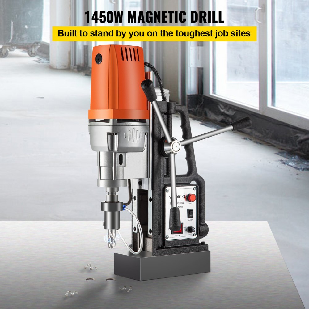 VEVOR Magnetic Drill 1450W Magnetic Drill Press with 2Inch Boring Diameter Annular Cutter Machine 2900 LBS 11pcs HSS