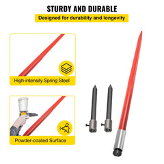 49" Hay Bale Spear 3000 lbs Capacity with Nut and Sleeve - red+black