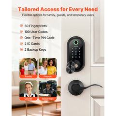 VEVOR Fingerprint Door Lock Set, Electronic Biometric Deadbolt Keyless Entry Door Lock with Handle, Touchscreen, Auto