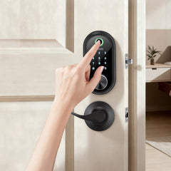 VEVOR Fingerprint Door Lock Set, Electronic Biometric Deadbolt Keyless Entry Door Lock with Handle, Touchscreen, Auto