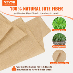 VEVOR Burlap Fabric Roll, 14" x 150 ft & 50 x 50 High Density Wide Natural Burlap Fabric Rolls, Jute Fabric Burlap Tree