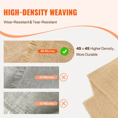 VEVOR Burlap Fabric Roll, 40" x 75 ft & 50 x 50 High Density Wide Natural Burlap Fabric Rolls, Jute Fabric Burlap Tree