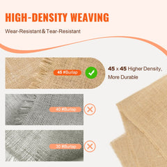 VEVOR Burlap Fabric Roll, 40" x 30 ft & 50 x 50 High Density Wide Natural Burlap Fabric Rolls, Jute Fabric Burlap Tree