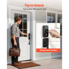 VEVOR Keyless Entry Door Lock with Handle Set, Touchpad Electronic Deadbolt with IC Card, Customizable User Codes