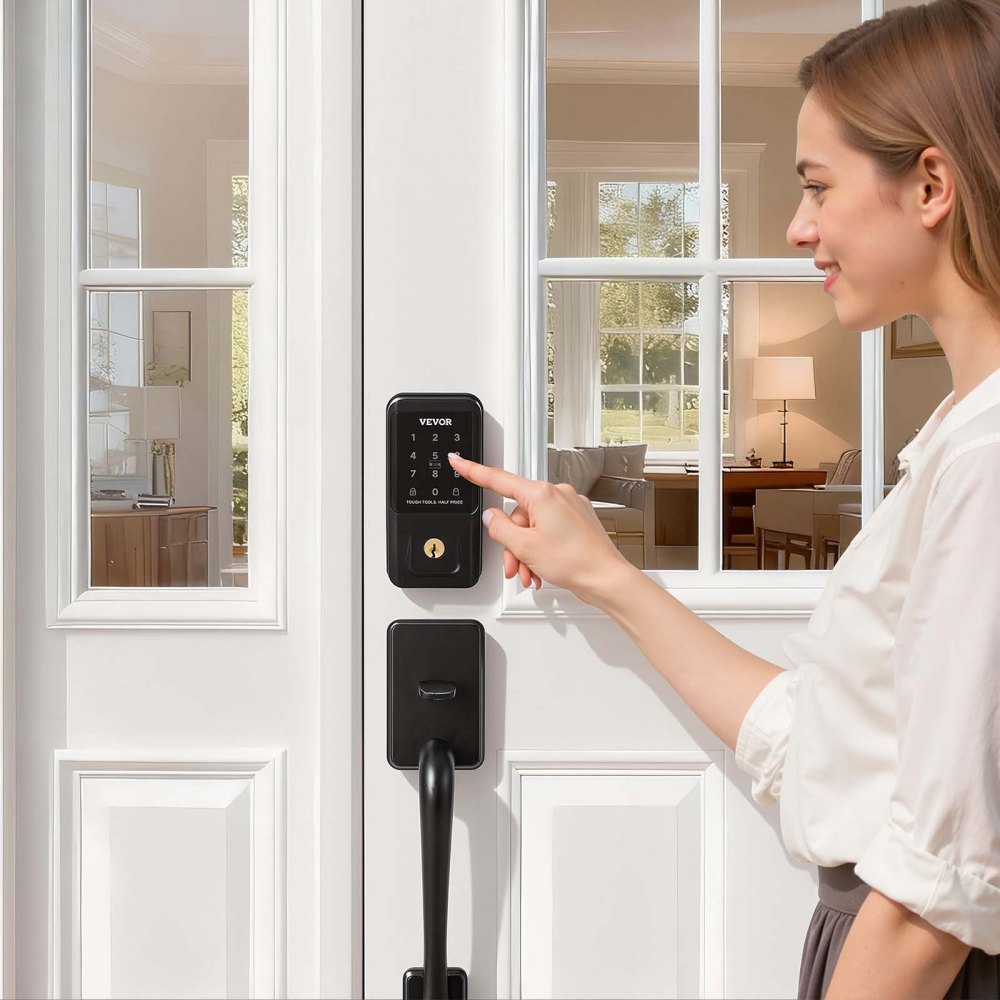 VEVOR Keyless Entry Door Lock with Handle Set, Touchpad Electronic Deadbolt with IC Card, Customizable User Codes