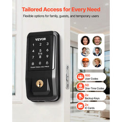 VEVOR Keyless Entry Door Lock, Touchpad Electronic Deadbolt with IC Card, Customizable User Codes, Keyed Entry, Auto