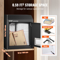 VEVOR Through The Door Key Drop Box, Heavy Duty Steel Through the Door Mailbox with 12" Combination Lock, Mail Drop