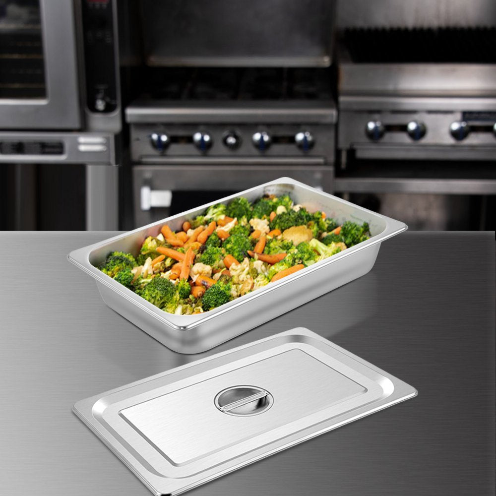 VEVOR 4 Pack Steam Table Pans 20.9 x 12.8 x 3.9 Inch Deep Steam Table Pan Full Size 13L Deep Food Container Stainless
