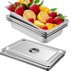 VEVOR 4 Pack Steam Table Pans 20.9 x 12.8 x 3.9 Inch Deep Steam Table Pan Full Size 13L Deep Food Container Stainless