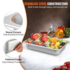 VEVOR 6 Pack Steam Table Pans 20.9 x 12.8 x 3.9 Inch Deep Steam Table Pan Full Size 13L Deep Food Container Stainless