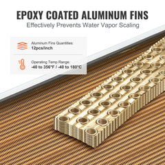 VEVOR Heat Exchanger Water to Air, 16"x 16" with 3-Row 3/8" Copper Ports, 193 Aluminum Fins Heat Exchanger for Outdoor