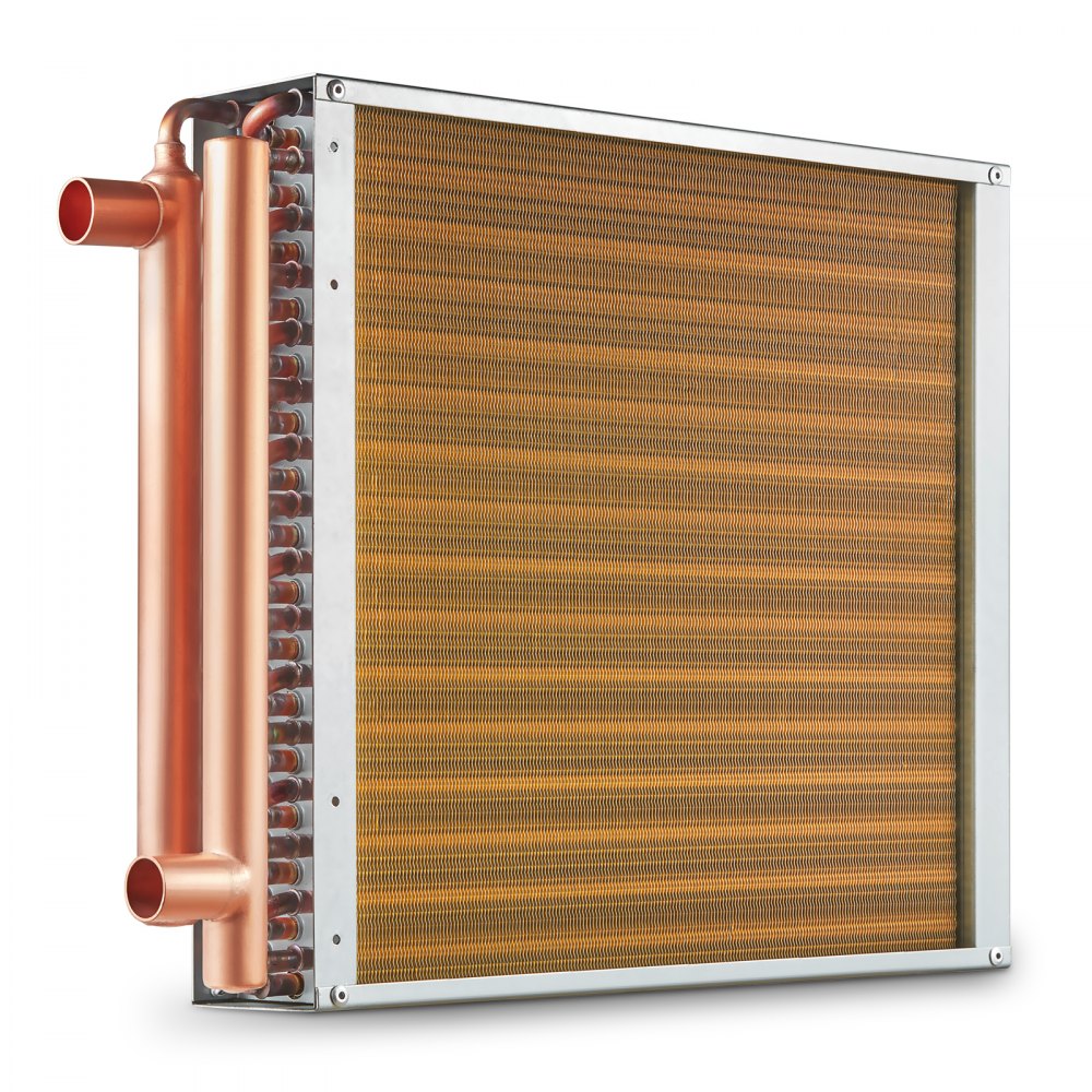 VEVOR Heat Exchanger Water to Air, 16"x 16" with 3-Row 3/8" Copper Ports, 193 Aluminum Fins Heat Exchanger for Outdoor