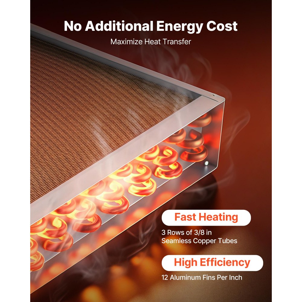 VEVOR Water to Air Heat Exchanger, 22 x 22 in Finned Tube HVAC Heat Exchanger Coil with Copper Tubes & Aluminum Fins