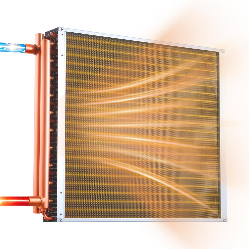 VEVOR Water to Air Heat Exchanger, 22 x 22 in Finned Tube HVAC Heat Exchanger Coil with Copper Tubes & Aluminum Fins
