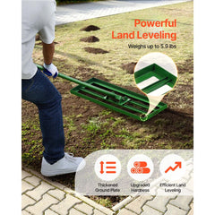 VEVOR Lawn Leveling Rake, 30"x10" Level Lawn Tool, Heavy-duty Lawn Leveler with 78" Steel Extended Handle, Yard