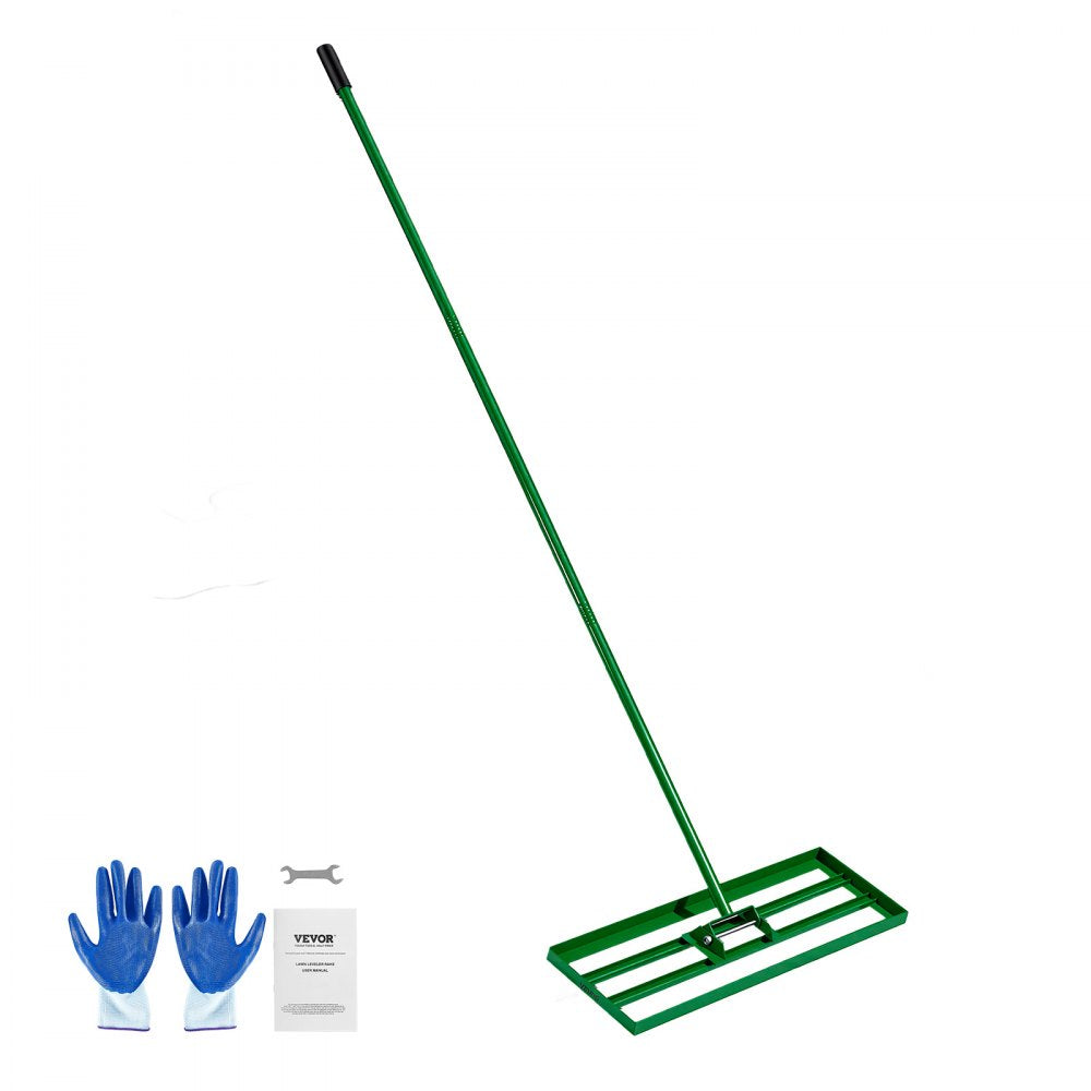VEVOR Lawn Leveling Rake, 30"x10" Level Lawn Tool, Heavy-duty Lawn Leveler with 78" Steel Extended Handle, Yard