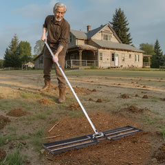 VEVOR Lawn Leveling Rake, Lawn Leveler with 83.9 in Handle, 48x10 in Ground Plate, Rust-Resistant Carbon Steel Soil