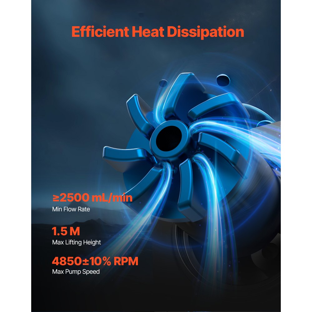 VEVOR CPU Liquid Cooler, AIO CPU Water Cooler - 120mm PWN Fans & Pump, Customizable Black PC Liquid Cooler with 2.1''