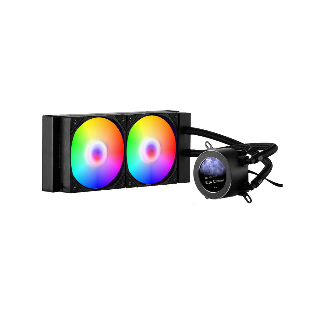 VEVOR CPU Liquid Cooler, AIO CPU Water Cooler - 120mm PWN Fans & Pump, Customizable Black PC Liquid Cooler with 2.1''