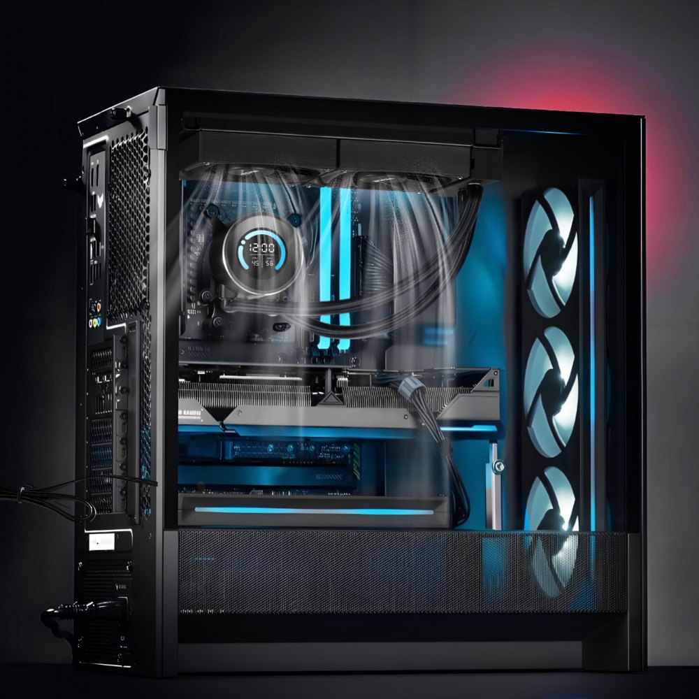 VEVOR CPU Liquid Cooler, AIO CPU Water Cooler - 120mm PWN Fans, Pump, 1.8'' Display, Max. 2200RPM CPU Cooling Fan