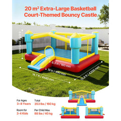 VEVOR Inflatable Bounce House, 14.7 x 13.8 x 6.8 ft Jumping Bouncy Castle, Inflatable Jumper for Kids with Slide
