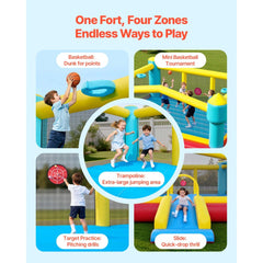 VEVOR Inflatable Bounce House, 14.7 x 13.8 x 6.8 ft Jumping Bouncy Castle, Inflatable Jumper for Kids with Slide