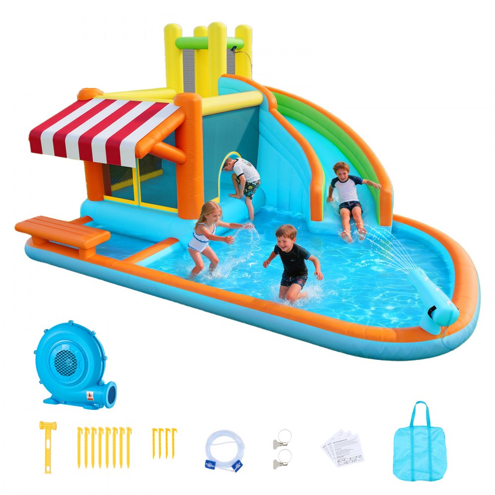 VEVOR Inflatable Bounce House, 14.9 x 12.8 x 7.8 ft Inflatable Bounce House Water Slide, Bouncer Castle with Castle