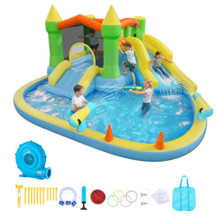 VEVOR Inflatable Bounce House, 12.5 x 13.1 x 6.5 ft Inflatable Bounce House Water Slide, Bouncer Castle with Castle