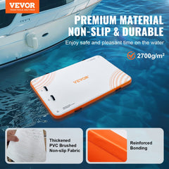 VEVOR Inflatable Floating Dock, 8 x 5FT Inflatable Dock Platform, Non-Slip Water Floating Dock Mat with Portable