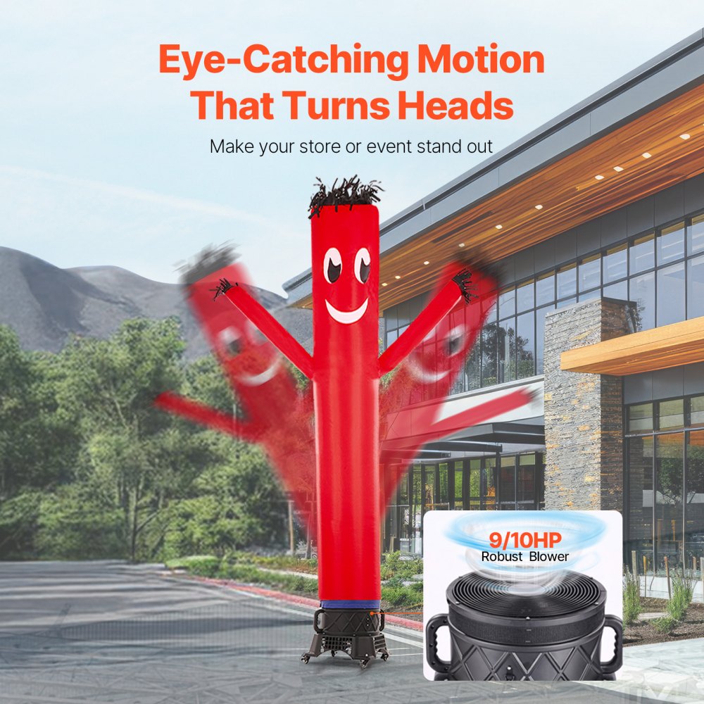 VEVOR Inflatable Tube Man Set, 10 ft Tall, Wacky Waving Inflatable Dancing Tube Guy with 9/10 HP Blower, PP Shell IPX3