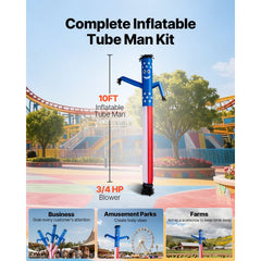 VEVOR Inflatable Tube Man with Blower, 10 ft Tall, Wacky Waving Wind Flying Inflatable Dancing Tube Guy with 3/4 HP