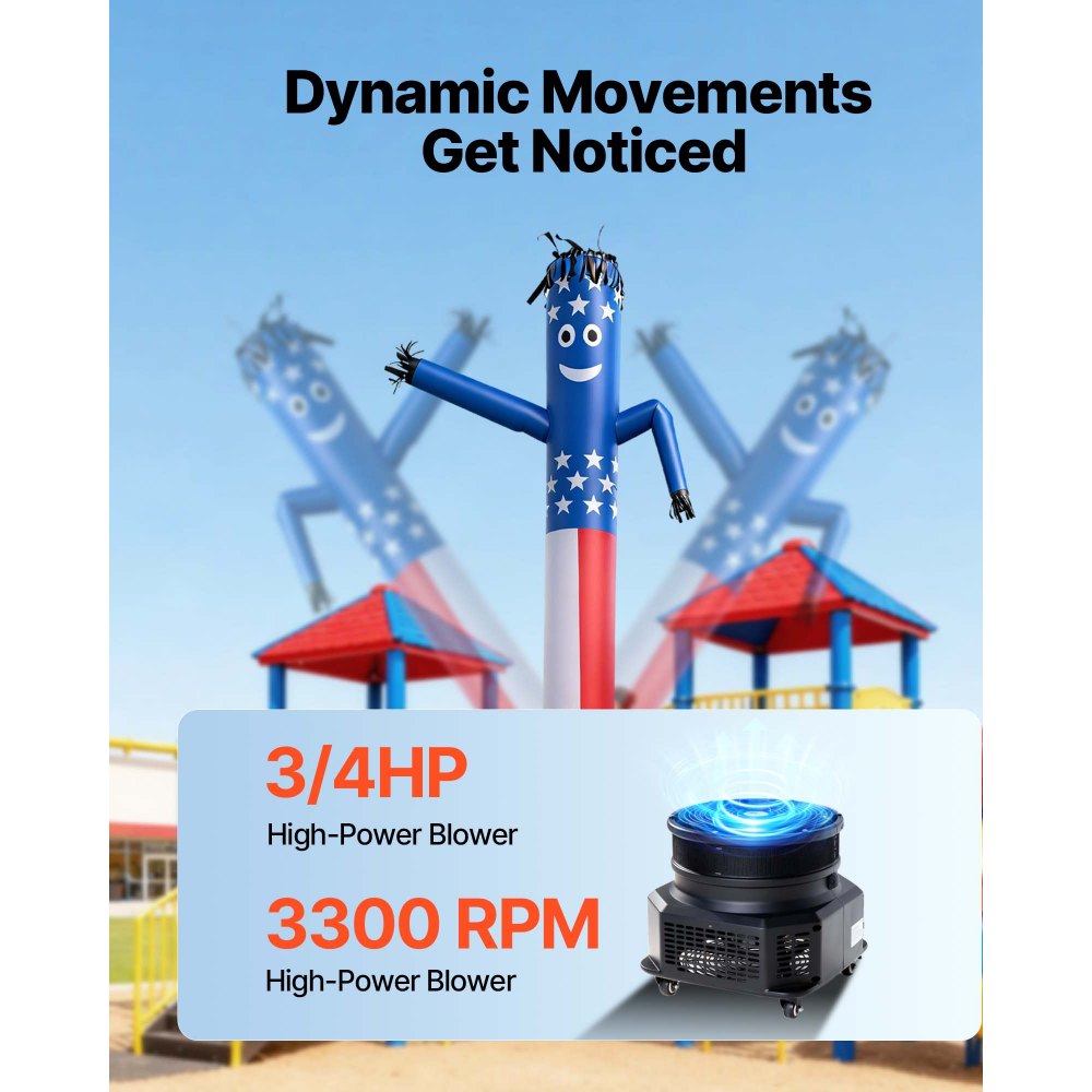 VEVOR Inflatable Tube Man with Blower, 10 ft Tall, Wacky Waving Wind Flying Inflatable Dancing Tube Guy with 3/4 HP