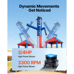 VEVOR Inflatable Tube Man with Blower, 10 ft Tall, Wacky Waving Wind Flying Inflatable Dancing Tube Guy with 3/4 HP