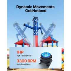 VEVOR Inflatable Tube Man with Blower, 20 ft Tall, Wacky Waving Wind Flying Inflatable Dancing Tube Guy with 1 HP IPX3