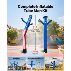 VEVOR Inflatable Tube Man with Blower, 6 ft Tall, Wacky Waving Wind Flying Inflatable Dancing Tube Guy with 1/15 HP