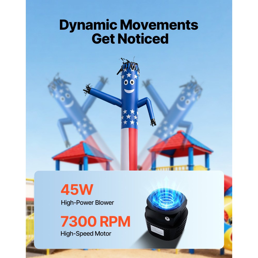 VEVOR Inflatable Tube Man with Blower, 6 ft Tall, Wacky Waving Wind Flying Inflatable Dancing Tube Guy with 1/15 HP