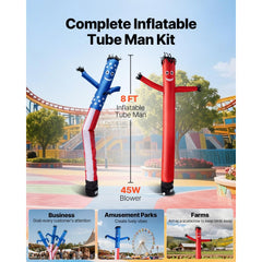 VEVOR Inflatable Tube Man with Blower, 8 ft Tall, Wacky Waving Wind Flying Inflatable Dancing Tube Guy with 1/15 HP
