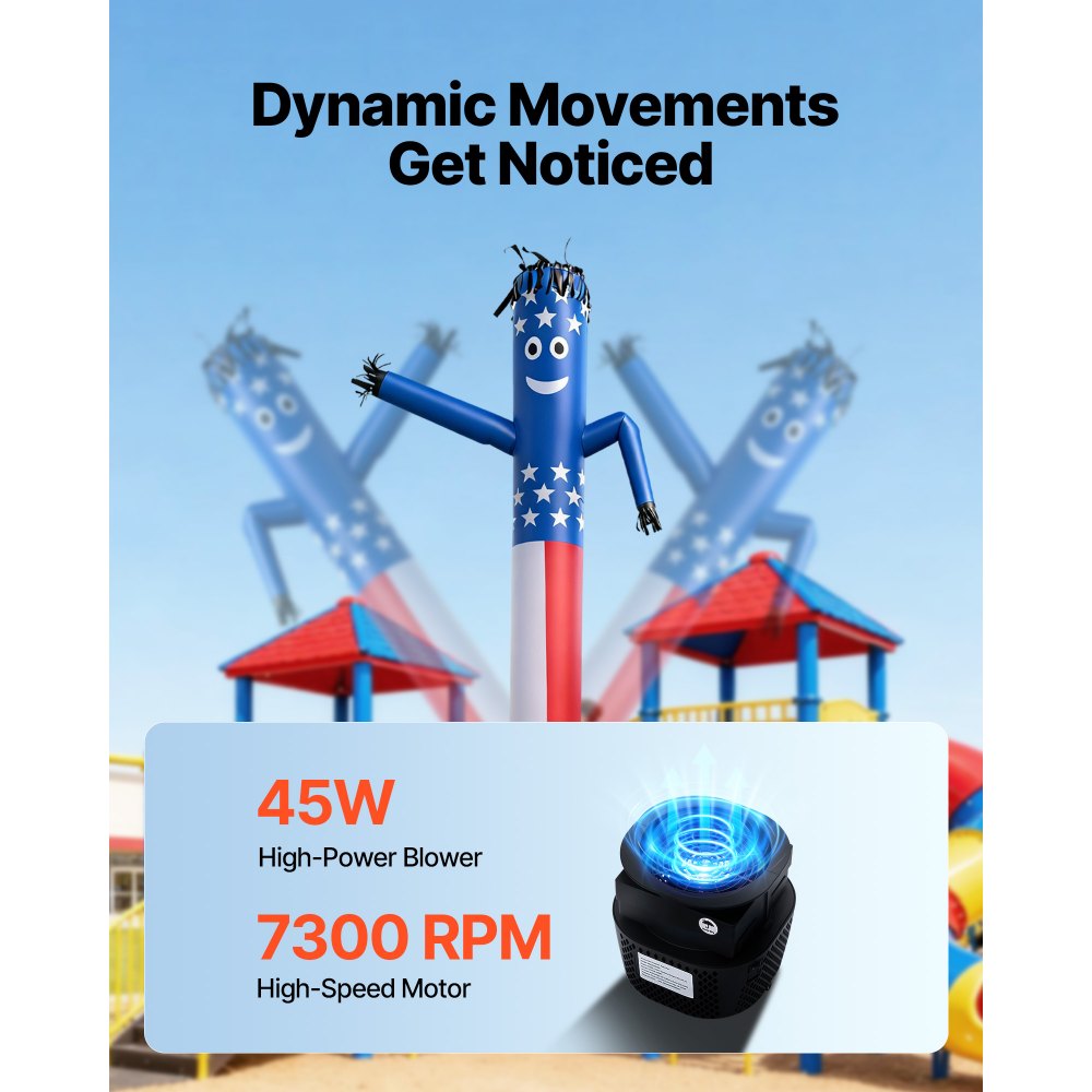 VEVOR Inflatable Tube Man with Blower, 8 ft Tall, Wacky Waving Wind Flying Inflatable Dancing Tube Guy with 1/15 HP