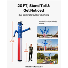 VEVOR Inflatable Tube Man, 20-Feet Tall, Wacky Waving Dancing Tube Guy, Wind Flying Arm Flailing Air Puppet, 18-Inch