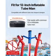 VEVOR Inflatable Tube Man Blower, 1/2 HP 370W, PP Blower Fan for Wacky Waving Tube Guy, IPX3 Waterproof, Fits 12-Inch