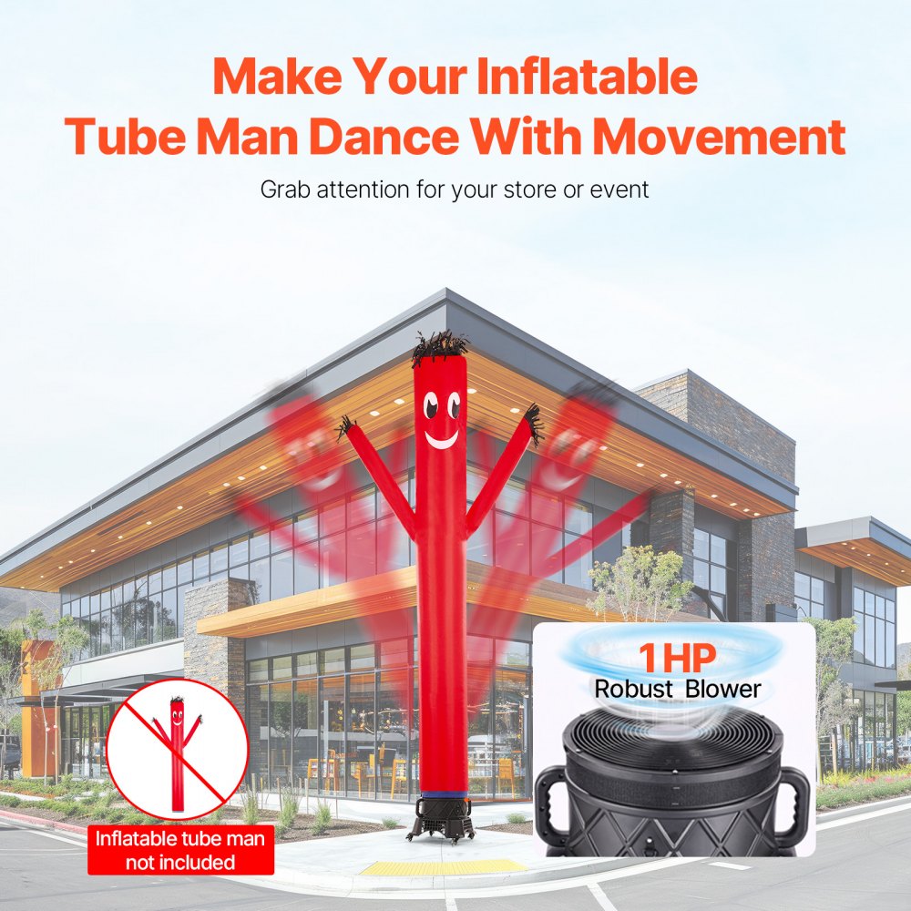 VEVOR Inflatable Tube Man Blower, 1 HP, Blower Fan for Wacky Waving Inflatable Tube Guy, PP Shell, IPX3 Waterproof