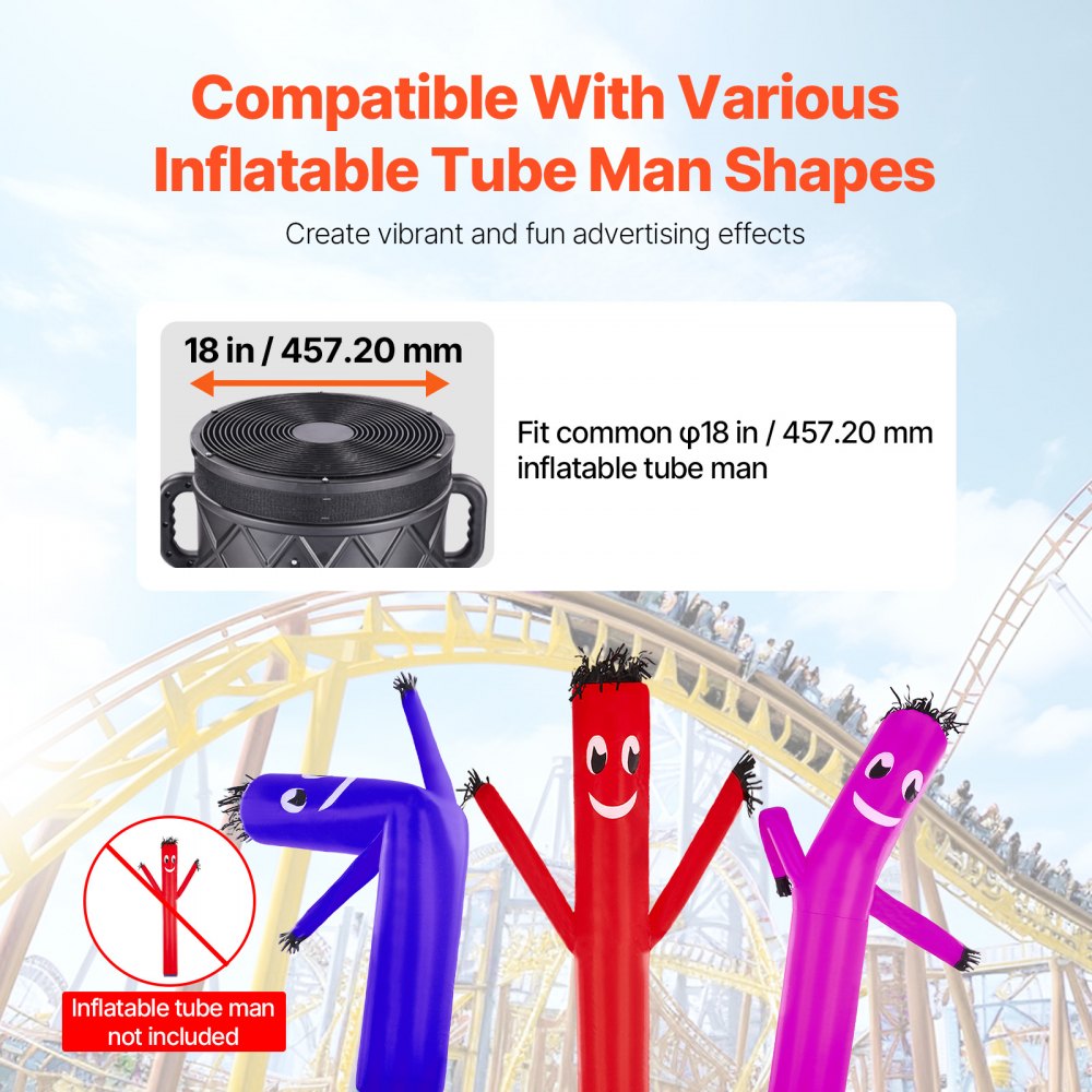 VEVOR Inflatable Tube Man Blower, 1 HP, Blower Fan for Wacky Waving Inflatable Tube Guy, PP Shell, IPX3 Waterproof