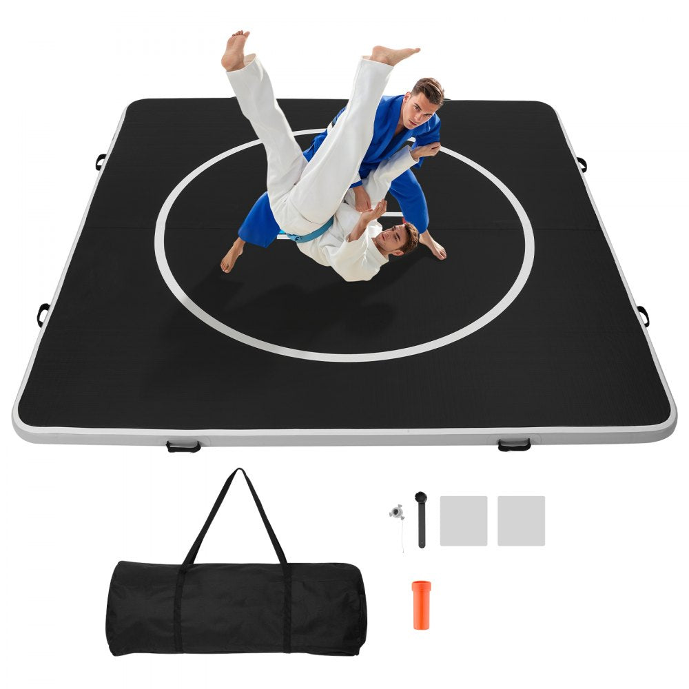 VEVOR 10x10 ft Wrestling Mat Inflatable, Martial Arts Thick Mat for Home Gym Exercise, PVC Foldable Training Mats with