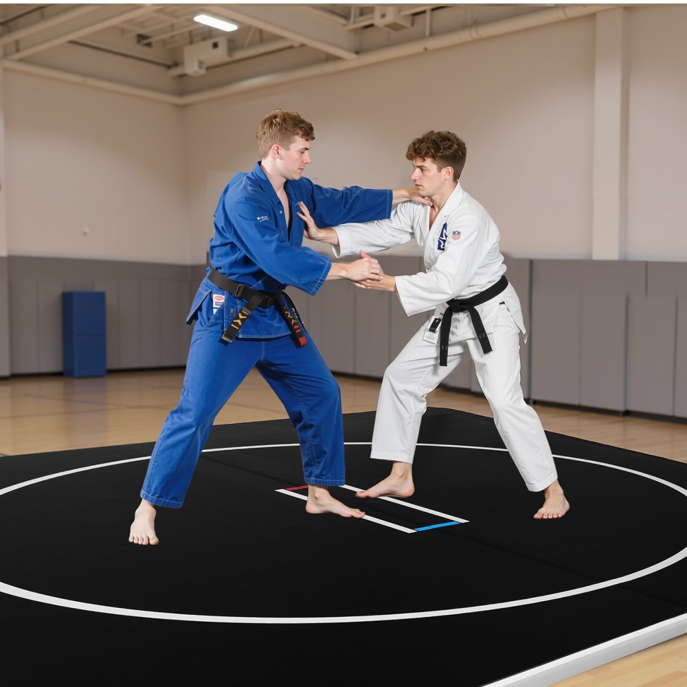 VEVOR 13x13 ft Wrestling Mat Inflatable, Martial Arts Thick Mat for Home Gym Exercise, PVC Foldable Training Mats with