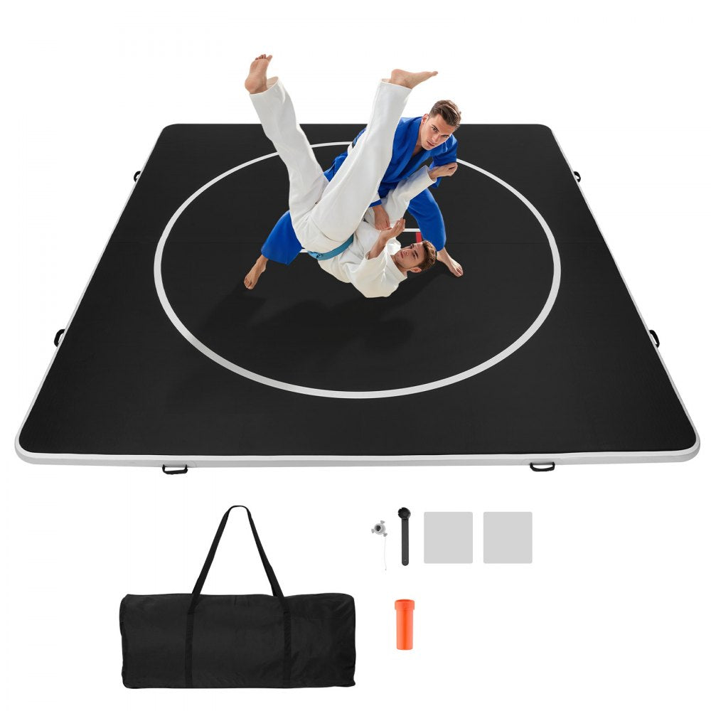 VEVOR 13x13 ft Wrestling Mat Inflatable, Martial Arts Thick Mat for Home Gym Exercise, PVC Foldable Training Mats with