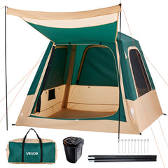 VEVOR Camping Tent, 4 Person Inflatable Cabin Tent with Rechargeable Pump, TPU Air Tube & 5 Large Mesh Windows